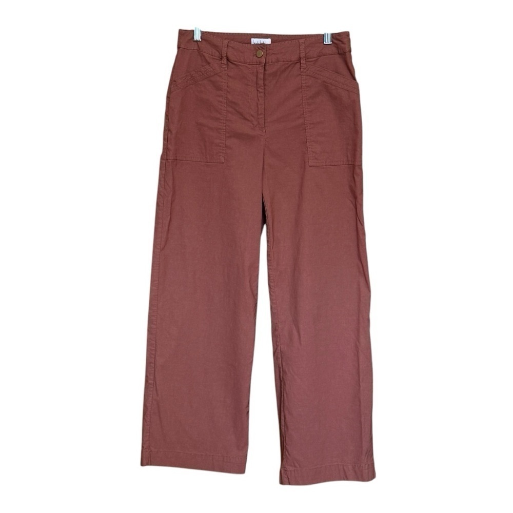 Nicole Miller Wide Leg Crop Pant. Cotton Rayon Blend. Terra Cotta Size 6 #1409 - Picture 2 of 8